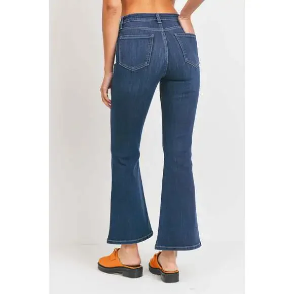 High Rise Jeans Petite Classic Flare Dark Denim - Picture 7 of 13